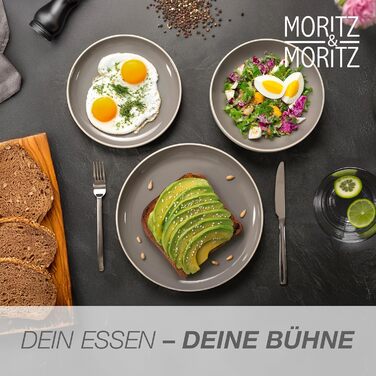 Набір посуду Moritz & Moritz Cavo Stone 18 предметів для 6 осіб - Сучасний сервіз з каменю, комплект тарілок та мисок, кавовий сервіз