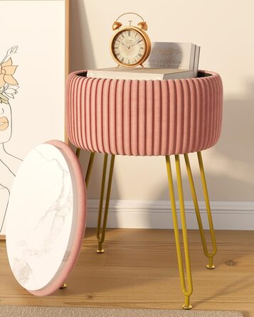 Пуф з відділенням для зберігання IBUYKE, рожевий, з металевими ніжками, знімний чохол