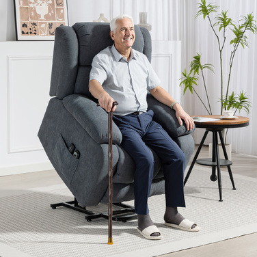 Крісло для телевізора HOMCOM з підйомним механізмом, електричне крісло-релакс з функцією відкидання спинки та масажем, 93x91x103 см, темно-сірий