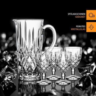 Набір скляного посуду Nachtmann Noblesse (1 кріг + 4 склянки), 1190 мл, кришталеве скло, Made in Germany