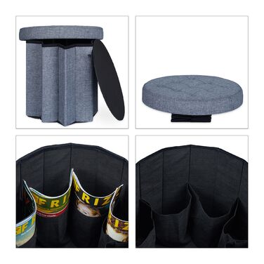 Relaxdays Пуф з місцем для зберігання, великий, круглий