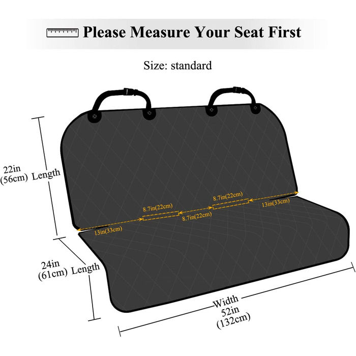 Яскраве ковдру для собак заднє сидіння, водонепроникний чохол на заднє сидіння автомобільні ковдри для собак, багажник водонепроникний і нековзний, сірий, стандартний сірий