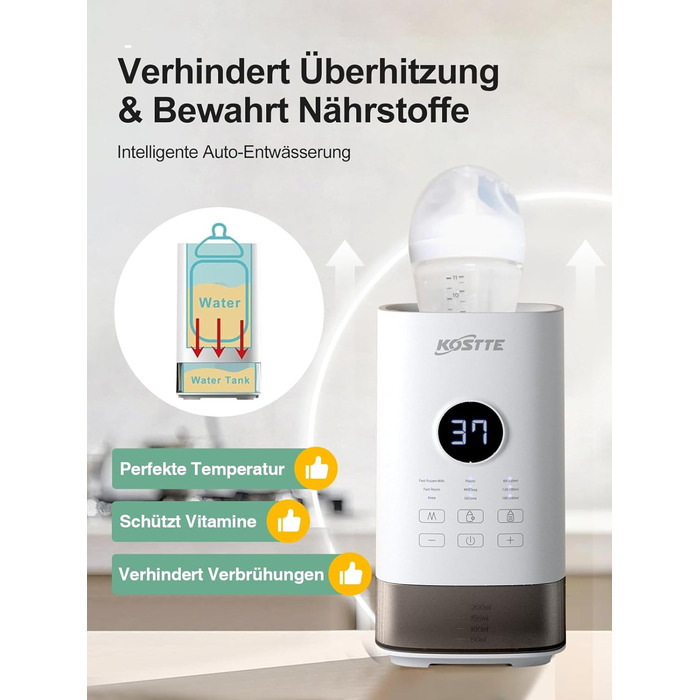Підігрівач для пляшечок KOSTTE - універсальний, для грудного молока та суміші (білий)