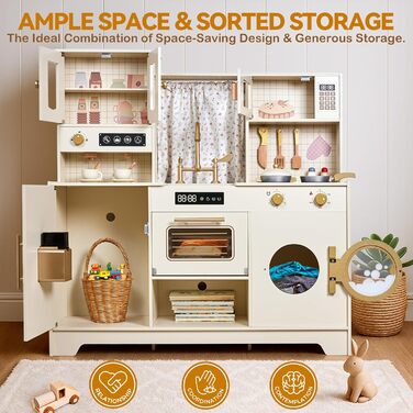 Дитяча кухня для приготування їжі з дерева, іграшковий набір, 26 аксесуарів, посуд, продукти, подарунок для дітей 3+ років, велика кухня