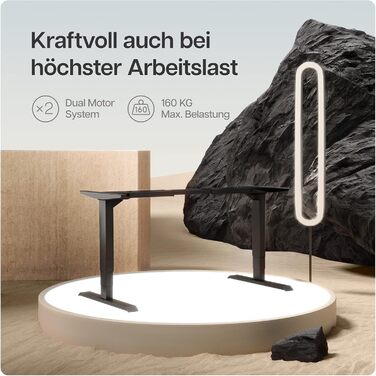 Електричний регульований стіл Desktronic - білий/чорний, з сенсорним керуванням та подвійним мотором