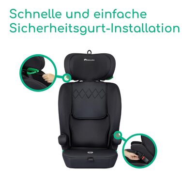 Автокрісло Bebeconfort Ever i-Safe 9-36 кг, 15 міс. - 12 років, 76-150 см, R129, захист від бокового удару, 11 положень підголівника, інтегровані підлокітники, Full Black