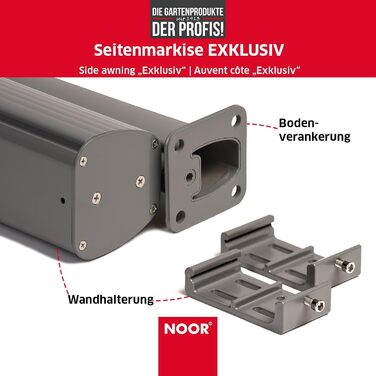 Сонцезахисна бічна маркіза NOOR EXKLUSIV 100x350 см, антрацит, непрозорий вітрозахист для балкона, тераси та саду, висувний, водовідштовхувальний, з кріпленнями