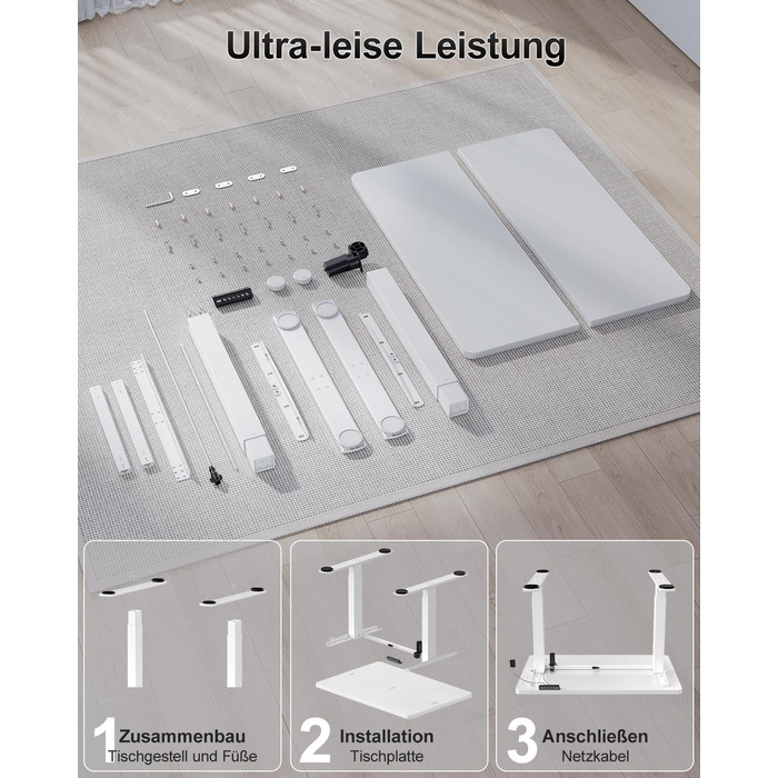 Дитячий електричний стіл Airfish, 80x60 см, регулювання висоти, пам'ять, для дому/офісу, білий