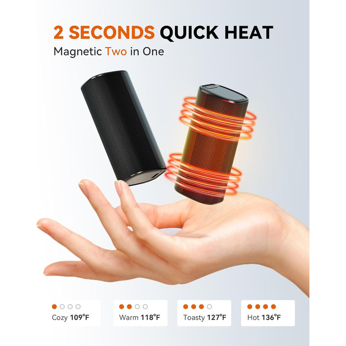 Електричні грілки для рук KINREECELL 2 шт., 4 рівні нагріву до 136°F, батарейні, компактні, час роботи до 16 годин, для гольфу, катання на лижах, кемпінгу, зимові подарунки