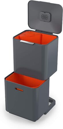 Система поділу сміття Джозеф Джозеф інтелектуальні відходи Тотем Макс 60-сміттєвий контейнер з окремою установкою для переробки, включаючи кошик для органічних відходів, 60 літрів - графіт 60 л графітовий разовий