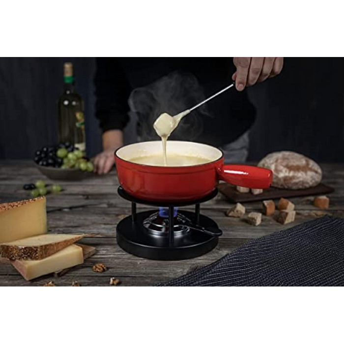 Фондю-каструля Kuhn Rikon з чавуну, емальована, 24 см, червона, 2.6 л