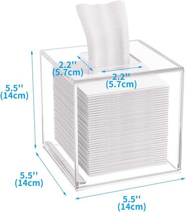 Коробка для косметичних серветок HIIMIEI, коробка для акрилових серветок 25,0 13,0 9,0 см / Коробка для серветок з магнітною кришкою для їдальні, ванної, спальні, автомобіля, офісу (прозора, 14 14 14 см)