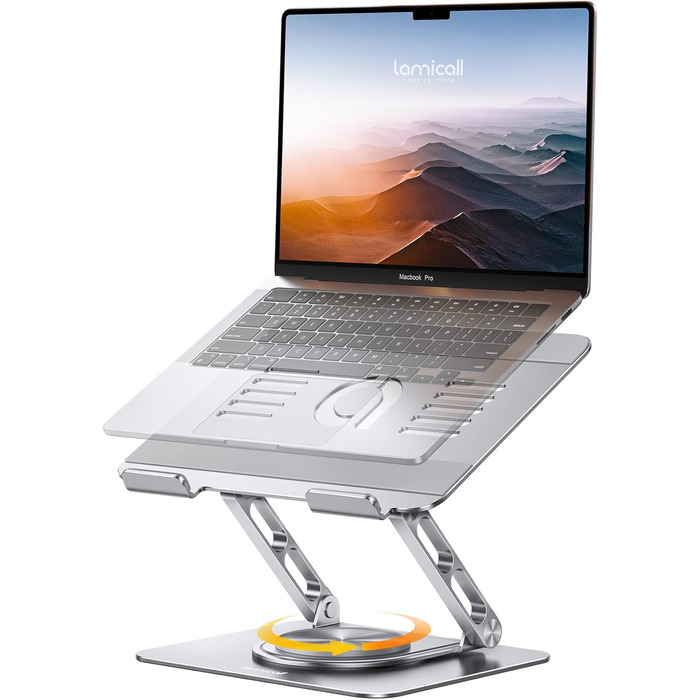Підставка для ноутбука Lamicall, регульована - 360° обертання, складна, алюмінієва - для столу/офісу, універсальна ергономічна підставка для Macbook Pro Air, 10-17,3' - срібна