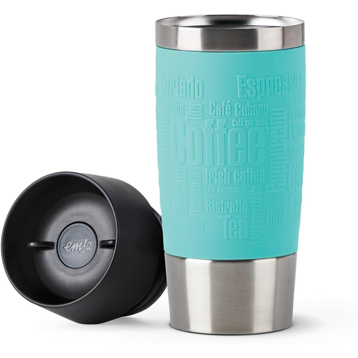 Термокружка Emsa Travel Mug Classic 360 мл, Mintgrün, з рукавом. Зберігає тепло 4 години, холод - 8 годин, 100% герметична.