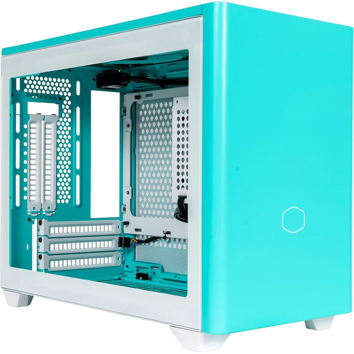 Комп'ютерний корпус Cooler Master MasterBox NR200P Mini-ITX з загартованим склом, вертикальним розташуванням відеокарти, чудовим охолодженням, Caribbean Blue