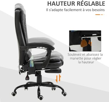 Крісло офісне Vinsetto з масажем, ергономічне, регульоване, чорне