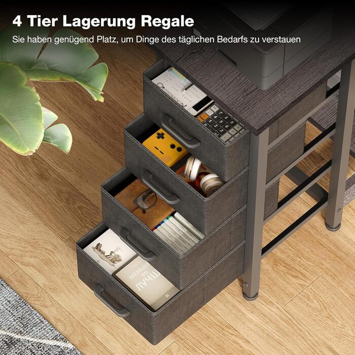 Комп'ютерний кутовий стіл Coleshome 120x70 см з 4 шухлядами, сірий, для офісу/кабінету/спальні