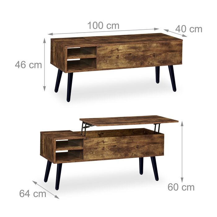 Зручний столик Relaxdays з місцем для зберігання