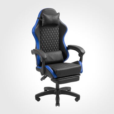 Ігровий крісло Mars Gaming MGC-PRO, чорно-синій, з дихаючою тканиною, регульовані підлокітники та спинка, подушки для попереку та шиї, XL-колеса
