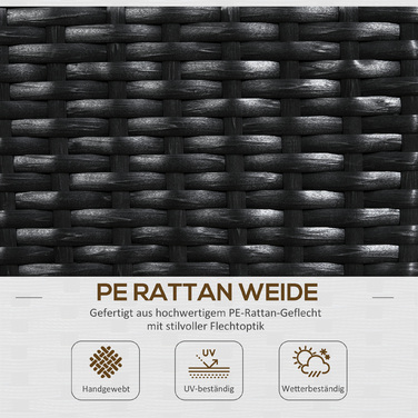 Піднята клумба Outsunny Poly Rattan з решіткою, ящик для квітів, ящик для рослин, клумба, для саду, балкона, чорний, 103 x 103 x 29 см
