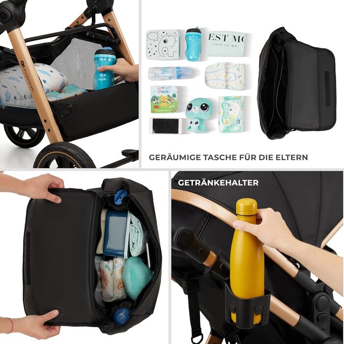 Дитяча коляска Kinderkraft ESME 3-в-1: комплект, до 22 кг, автокрісло I-size, бежевий колір