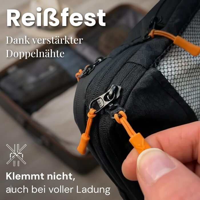 Набір компресійних органайзерів для одягу в подорожі Midnight Escape, 7 предметів, чорний — компресійні пакувальні куби для валізи та рюкзака