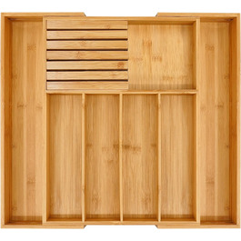 Бамбуковий органайзер для столових приладів, кухонний висувний тримач для посуду і ящик для столових приладів з перегородкою, 33-54 см Bestec