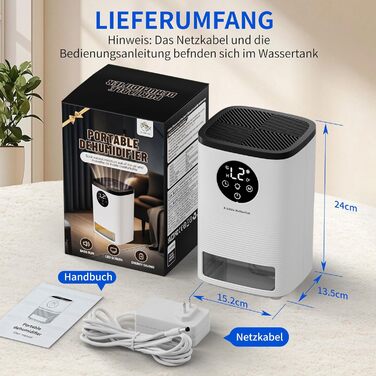 Електричний осушувач повітря 1600 мл, портативний, тихий, з автоматичним вимкненням та 7-кольоровим підсвічуванням для спальні, ванної кімнати та дому