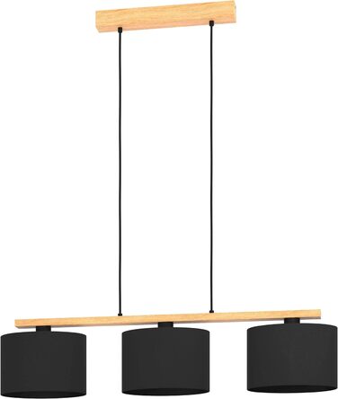 Підвісний світильник Castralvo, 5-світловий підвісний світильник обідній стіл, підвісний світильник з бурштинового скла та натурального дерева, підвісний світильник для їдальні, цоколь E27, 121 см (підвісний світильник 3-flammigschwarz)