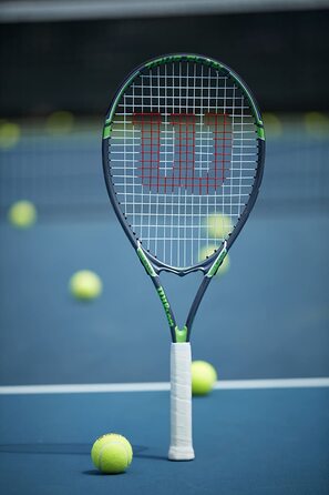 Тенісна ракетка Wilson Tour Slam для дорослих, розмір захоплення 3-4 3/8 фута, зелений / чорний