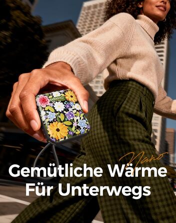 Електричні грілки для рук OCOOPA 2 шт., багаторазові, 4000mAh, USB, 3 режими нагріву, до 52°C, подарунок на Новий рік, для зимового відпочинку, катання на лижах, подорожей та активного відпочинку, UT5 Nano Blühende Farbenpracht (Ocoopa x Künstleredition)