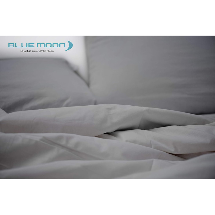 Постільна білизна BLUE MOON Bio Renforce з сучасного льону з ефектом вимитого каменю - чохли на ковдри і подушки-100 органічна бавовна, м'який і дихаючий, легкий у догляді - 135x200 80x80 см - (сірий, 200x200)