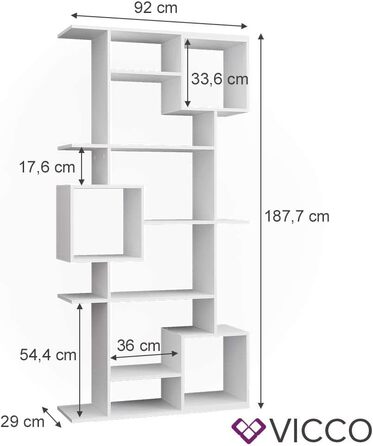 Куб міжкімнатної перегородки Vicco, білий, 92 x 187,7 см