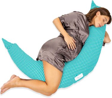 Подушка для годування KOALA BABYCARE XXL Подушка для вагітних Бічна подушка для сну зі 100 бавовняним чохлом - Сертифікований медичний виріб - Позиціонуюча подушка для дорослих - (Сірий - Білий) (X-великий, світло-блакитний - білі точки)