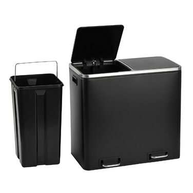 Висувний ящик для сміття SVITA TM2X24 об'ємом 48 літрів, дизайнерська кошик для сміття, сміттєва корзина, система поділу кухонного приладдя (чорний)