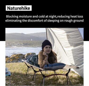 Польове ліжко Naturehike Ultralight: складане кемпінгове ліжко, витримує до 150 кг, регульована висота, бежеве