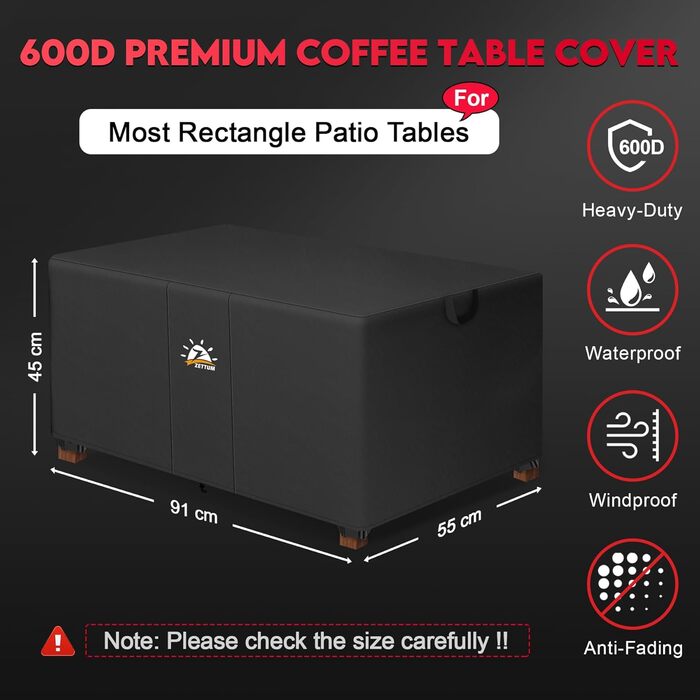 Чохол для садово-патіо меблів Zettum, 91x55x45 см, 600D Oxford PU, водонепроникний, захисна накидка для саду та тераси