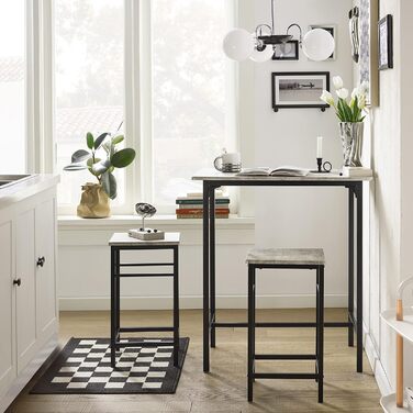 Набір обіднього столу SoBuy (3 шт.) – обідній стіл з 2 стільцями, компактний кухонний набір для вітальні, балкону, саду – компактний та сучасний для невеликих приміщень, 80x50 см, сірий