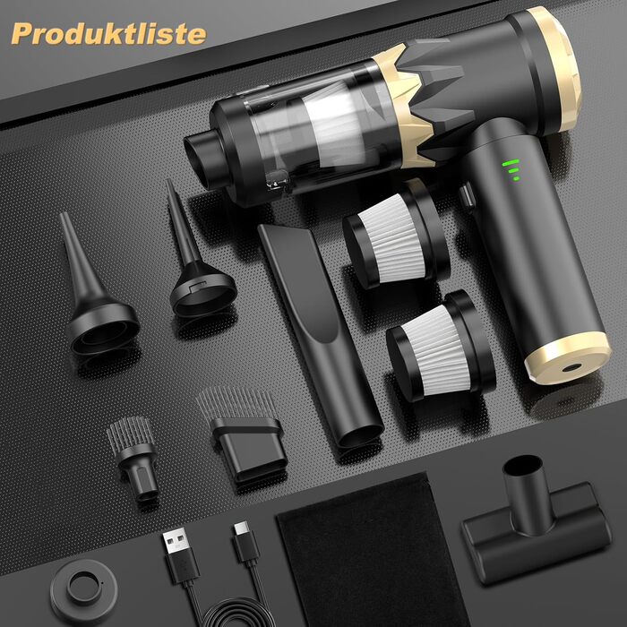 Акумуляторний ручний автомобільний пилосос 4 в 1, потужність 25000Па, безщітковий двигун 105000 об/хв, бездротовий пилосос для авто, офісу, диванів та шерсті тварин