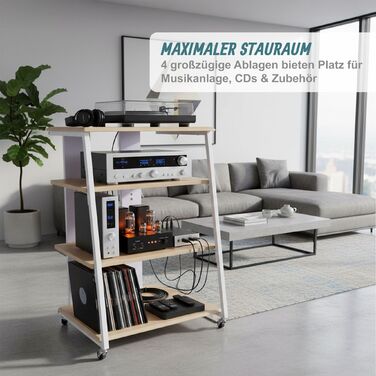 Стеллаж Relaxdays для Hi-Fi апаратури з 4 полицями