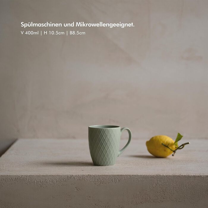 Набір чашок KIVY Tassen Set 6 шт. по 400 мл: великі чашки для кави та чаю, керамічні, кольорові, сучасний дизайн