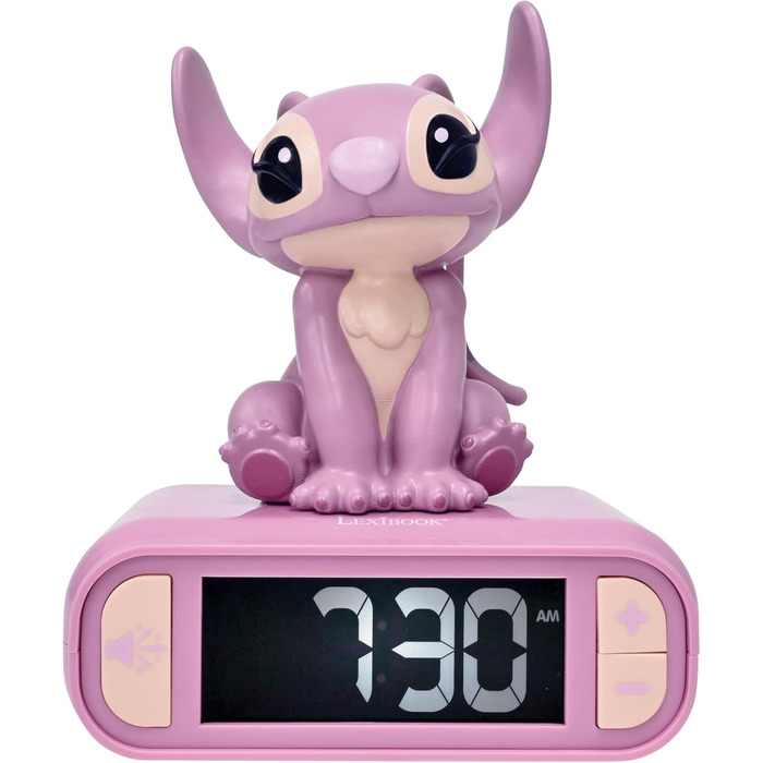 Дитячий ліхтарик-годинник Disney Stitch Angel RL800D1, рожевий - будильник з мелодіями та підсвічуванням LCD