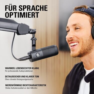 Elgato Wave DX — динамічний XLR-мікрофон для подкастів, стрімінгу та трансляцій, кардіоїдна діаграма, шумозаглушення, не потребує підсилювача, сумісний з Mac/PC