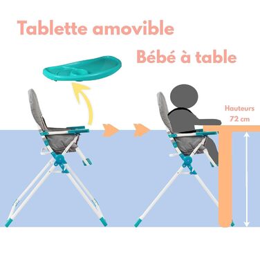 Дитячий стільчик для годування BAMBISOL - компактний, складний, з регульованим підносом