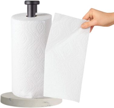 Тримач для паперових рушників на стільницю з мармуровою основою, вертикальний диспенсер для кухні та ванної кімнати, чорний