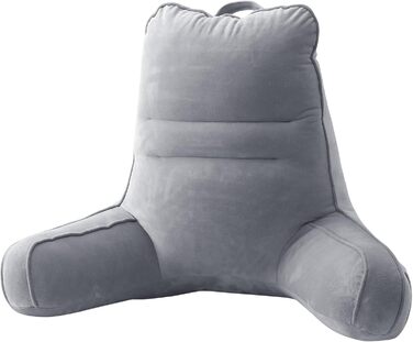 М'яке спинне крісло-подушка Sasttie для ліжка, рожеве (стандарт, темно-сірий) з кишенями та підлокітниками