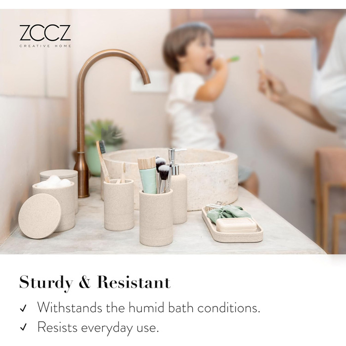 Набір для ванної кімнати ZCCZ 6 предметів: органайзер, диспенсер для мила, підставка для косметики, тримач для зубних щіток. Чорний, мармурова текстура, для сучасного інтер'єру