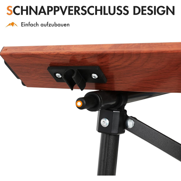 Складаний кемпінговий стіл PORTAL з алюмінієвою стільницею, навантаження до 80 кг, з сумкою-чохлом для пікніка, гриля, саду та балкона, коричневий