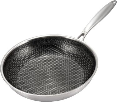 Сковорода з нержавіючої сталі Karl Hausmann 24 см - без покриття, для приготування картоплі, м'яса та овочів, сумісна з індукцією, можна мити в посудомийній машині