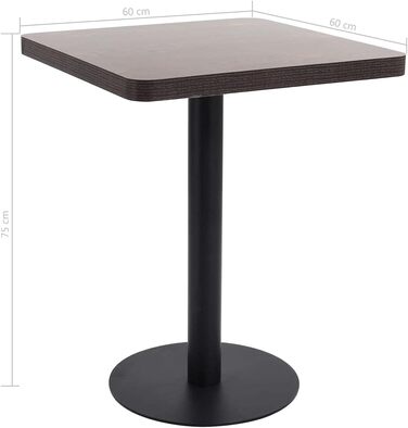 Барний стіл для 2 осіб VidaXL, 60x60 см, MDF, темно-коричневий та чорний
